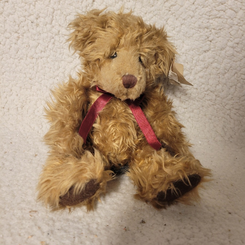 Russ Berrie Bears From The Past Teddy Bear Shaggy Brown Plush 12 inch Ribbon